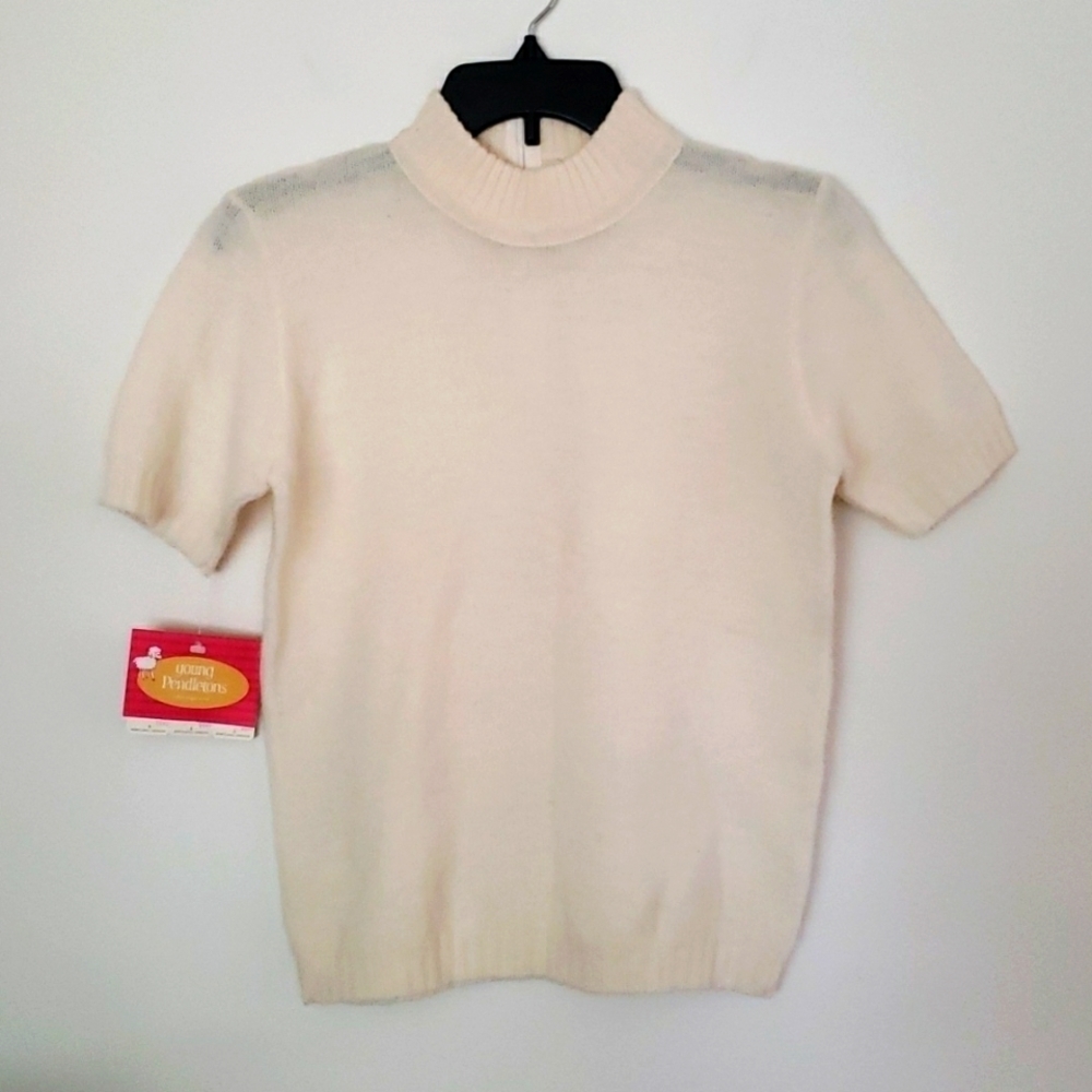 Pendleton Virgin Wool Short Sleeve Mock Neck Sweater with Zipper Detail